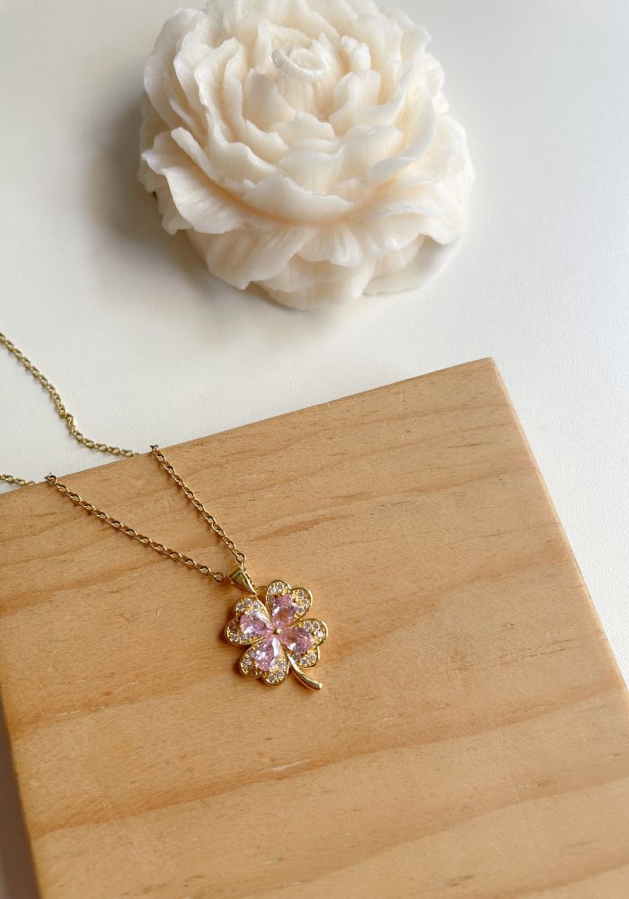 Collar Trebol Rosa
