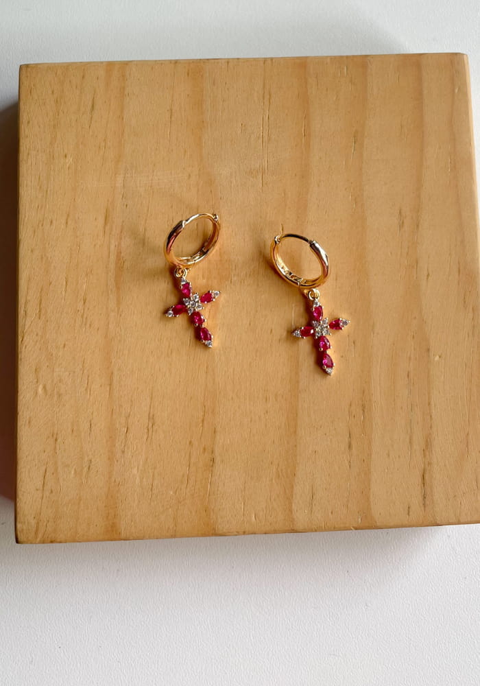 Aretes Cruz con Zirconia