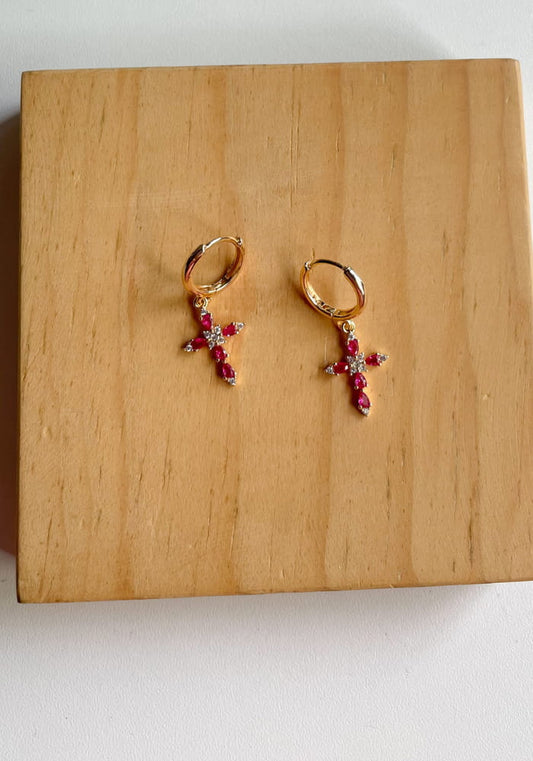Aretes Cruz con Zirconia