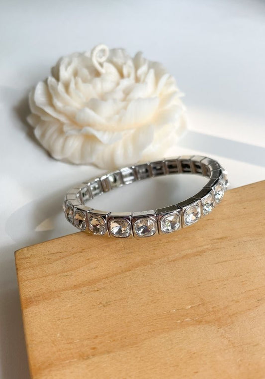 Brazalete Cristal Plateado