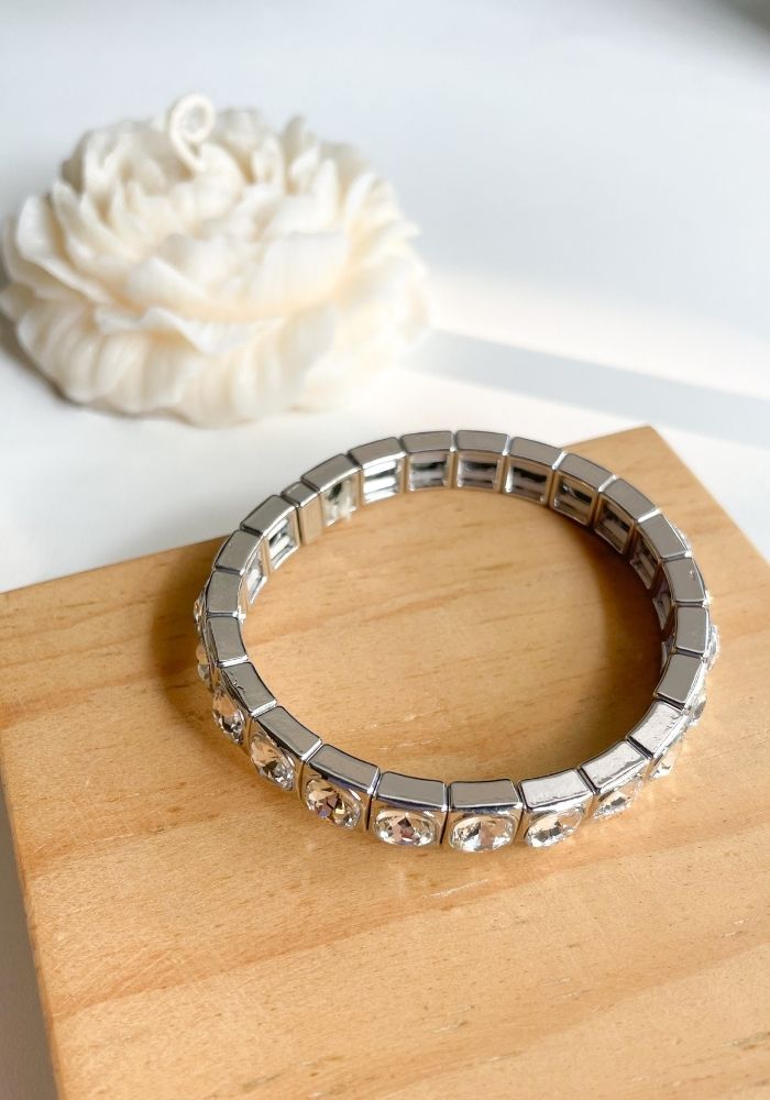 Brazalete Cristal Plateado