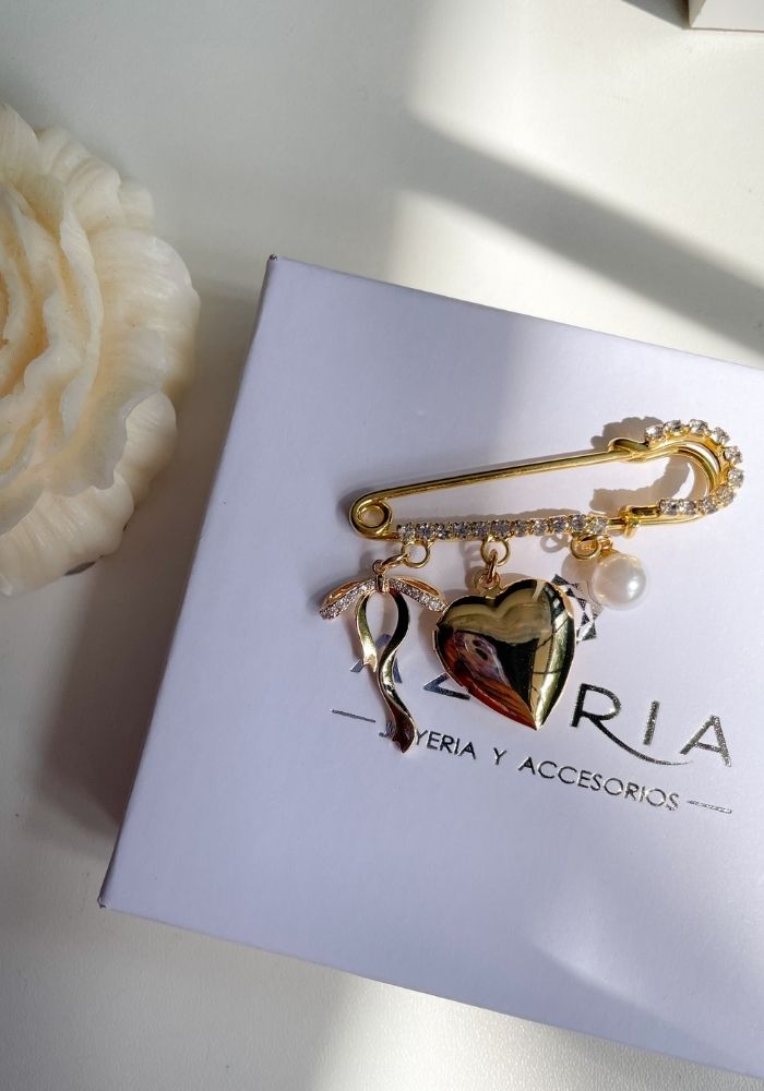 Broche Dorado con Brillos