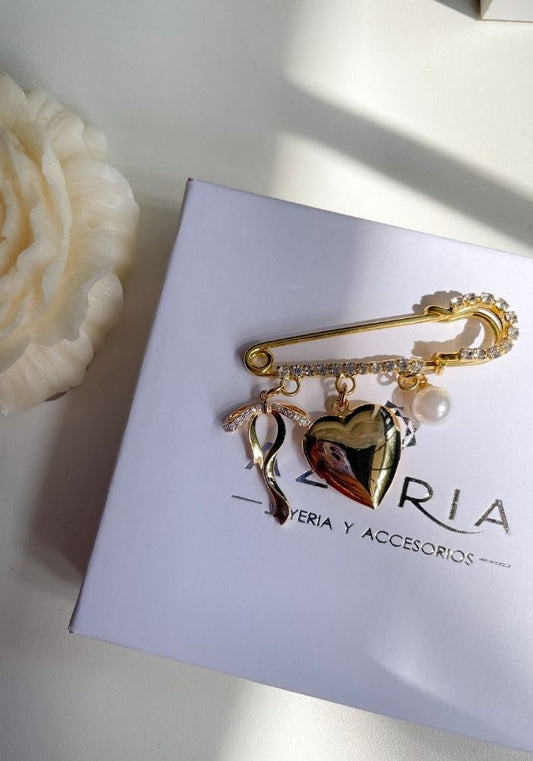 Broche Dorado con Brillos
