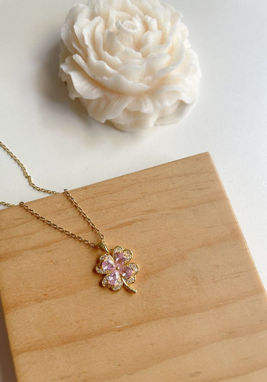 Collar Trebol Rosa