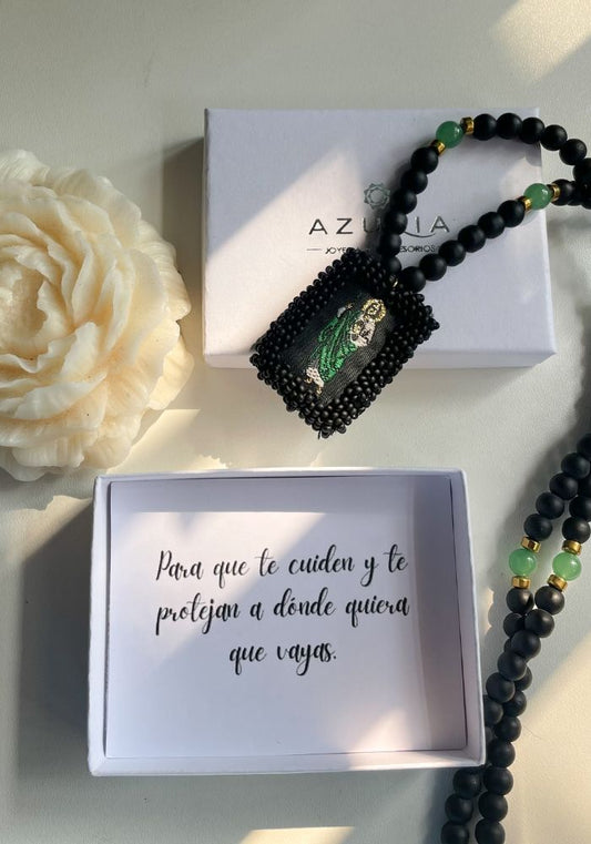 Escapulario Piedra Jade