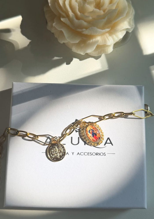 Pulsera Virgen Desatanudos con Cadena